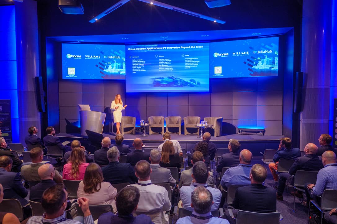 Presenting Williams' Formula 1-derived engineering solutions applied to diverse industries at the Williams Experience Centre, 2025